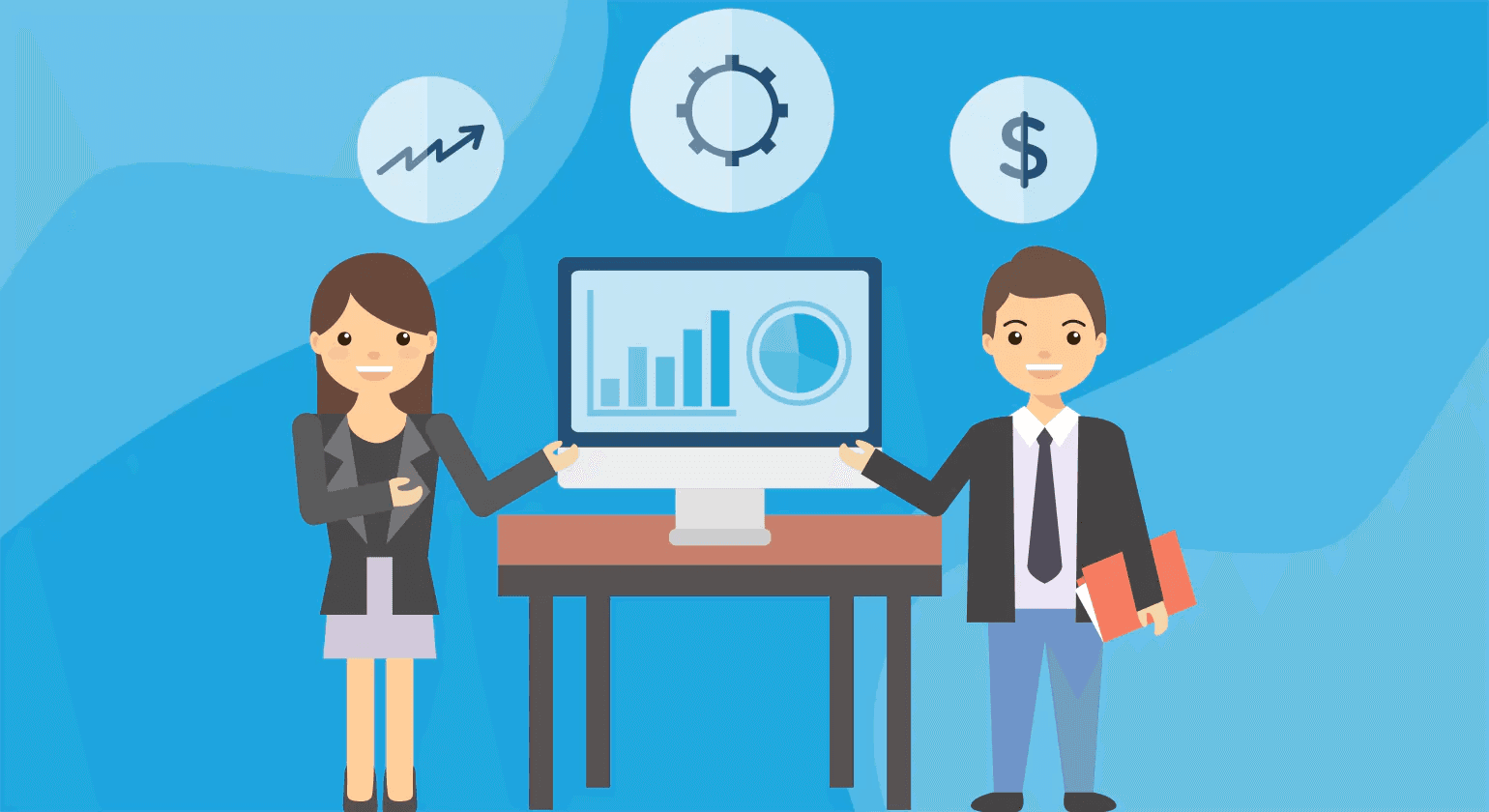 people pointing at chart - Hire Financial Software Developers