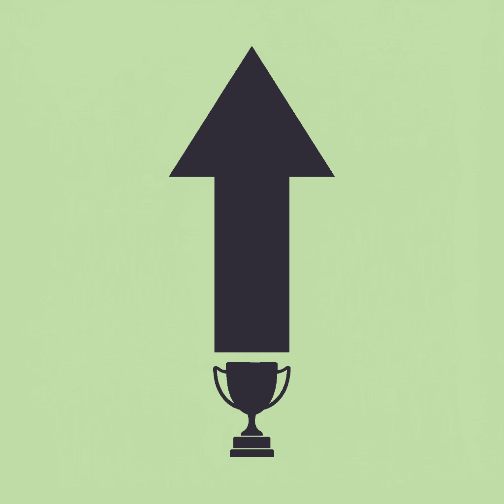 Upward arrow showing 3x increase in scholarship award success rates