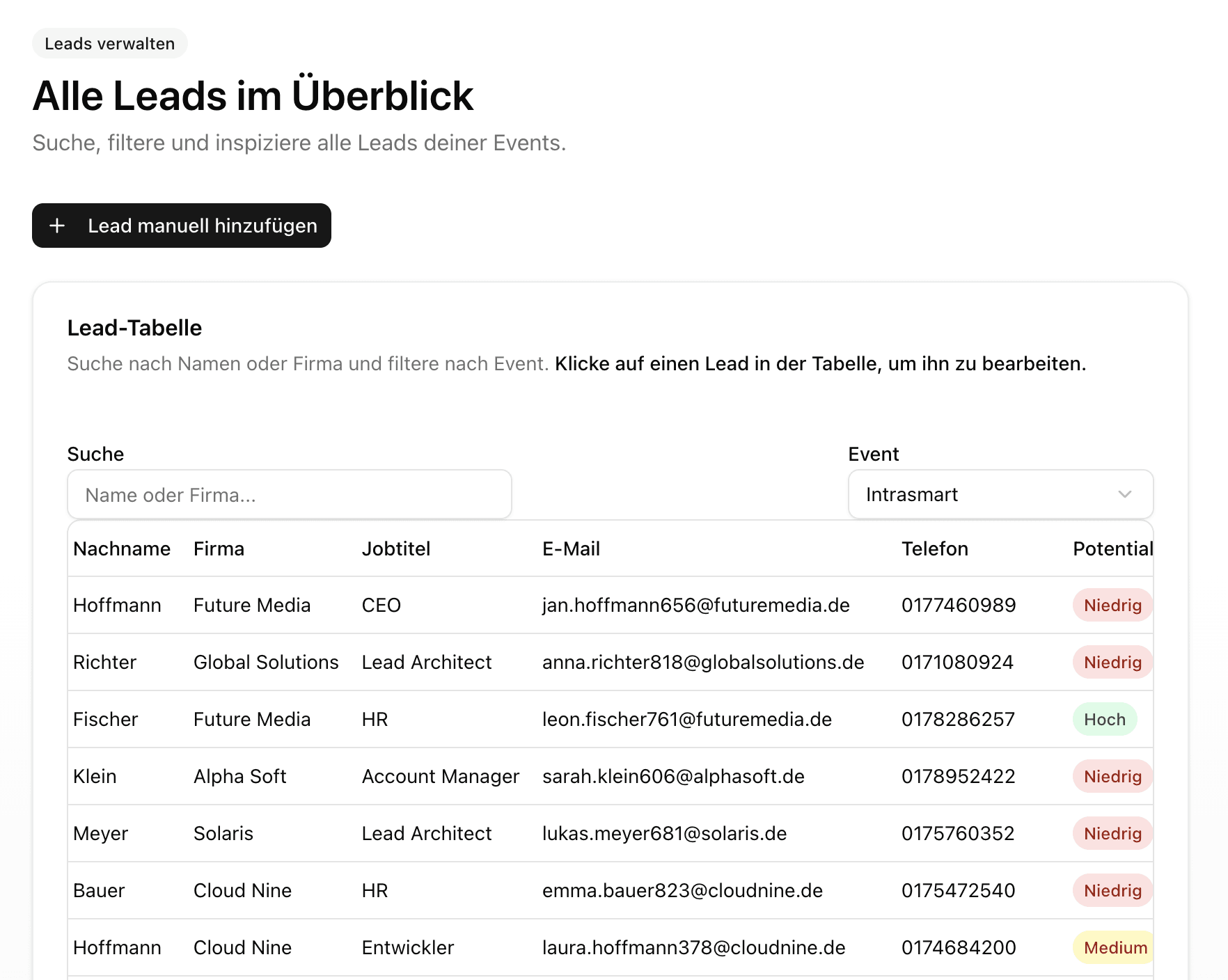 An image of Freelio's project ui
