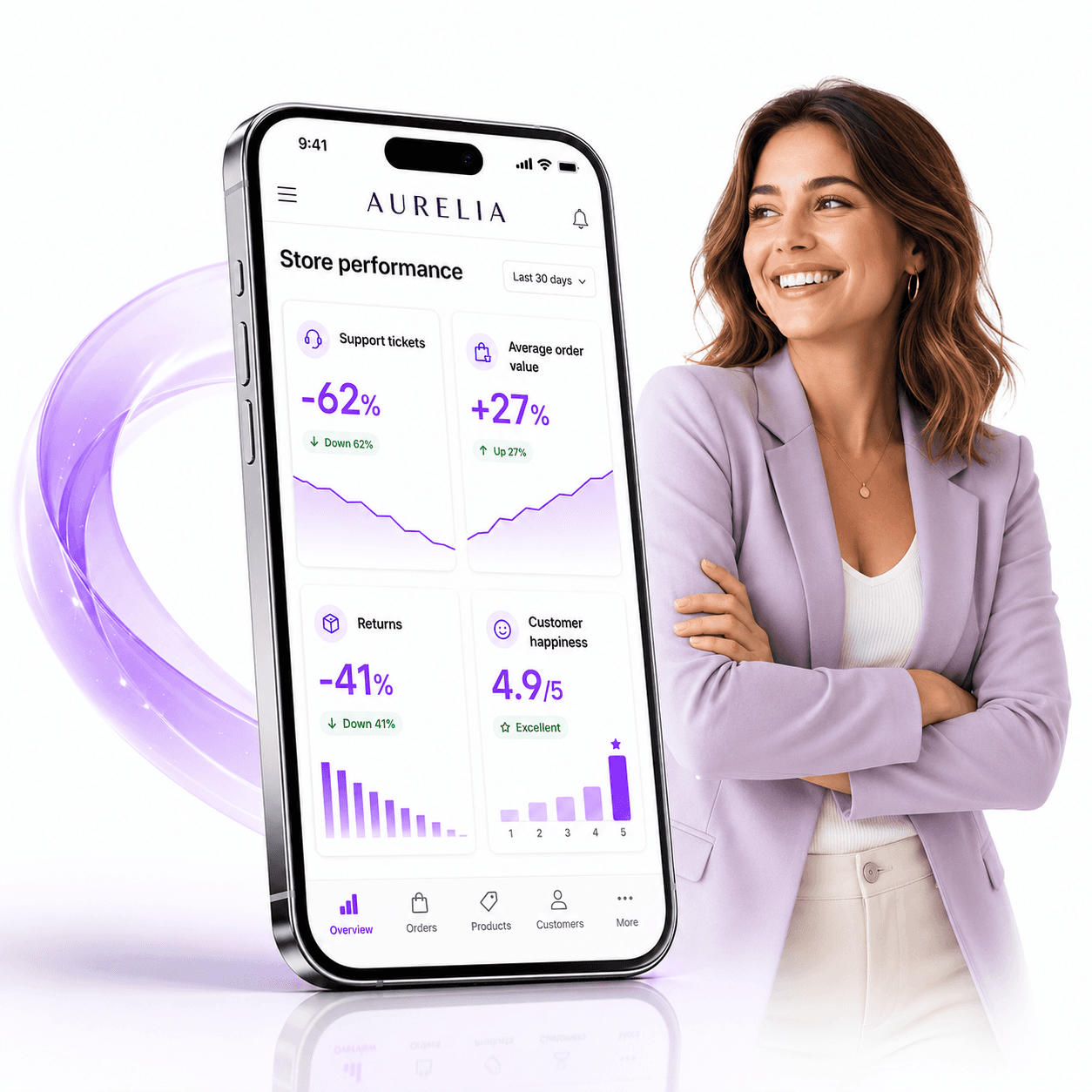 Happy customer shopping online with Shopify order editing enabled