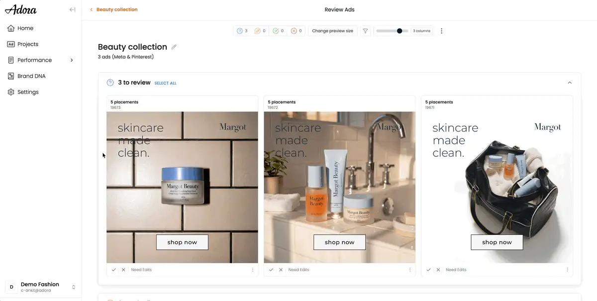 Requesting edits on an ad: the comment is the request, and it can be cancelled