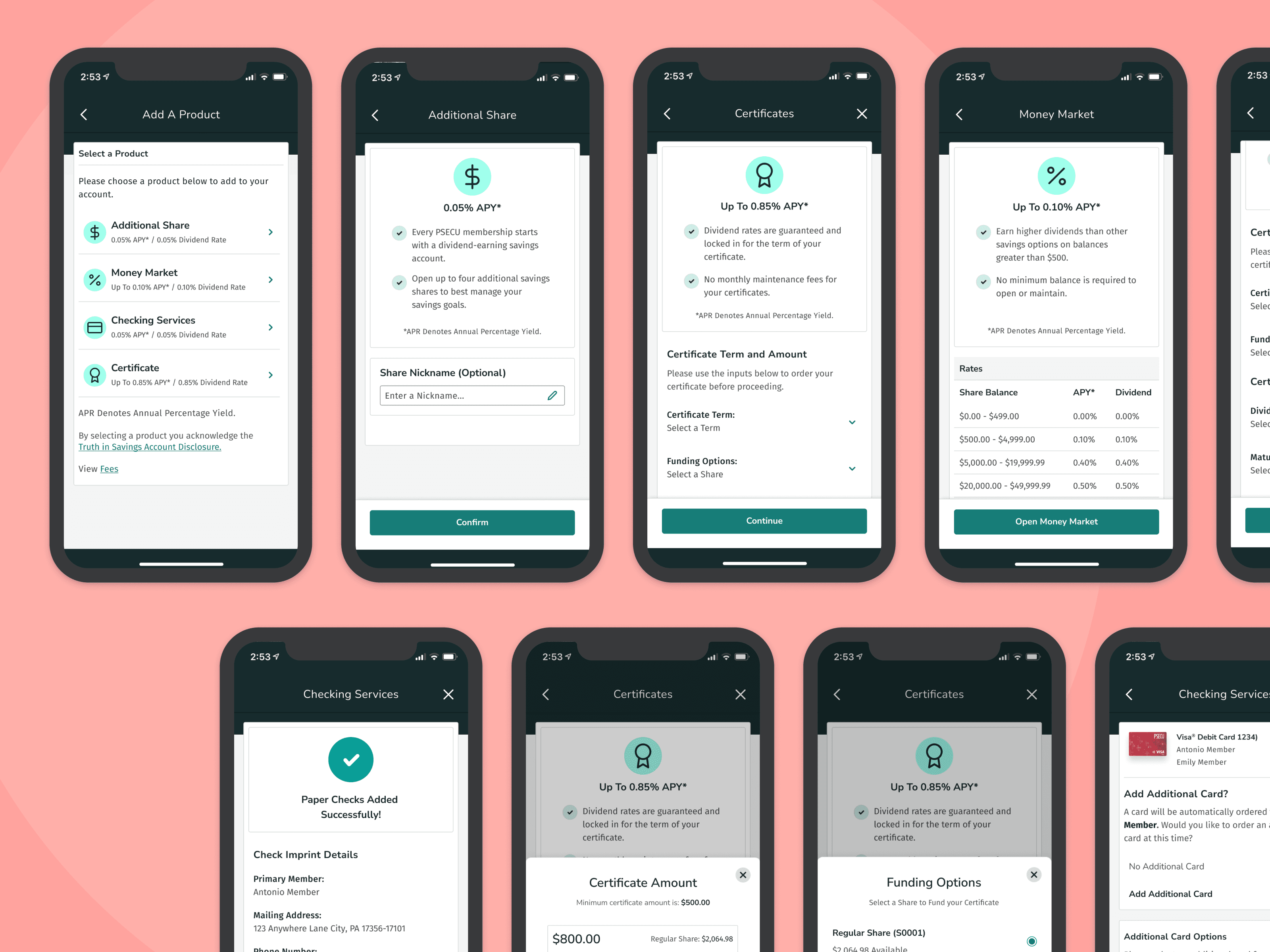 PSECU, Mobile app, Add Product UI Design