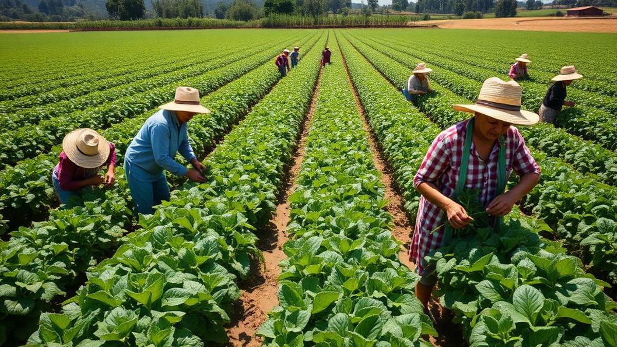Farm workers in a field