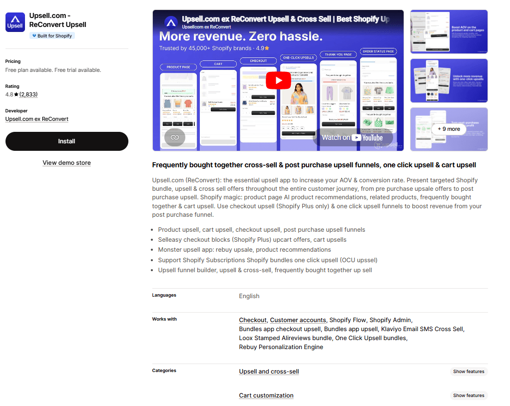 Upsell.com ‑ ReConvert Upsell on the Shopify App Store