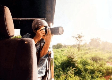 <img src="your-image.jpg" alt="A thing in th left hand side and green trees in the right." />
