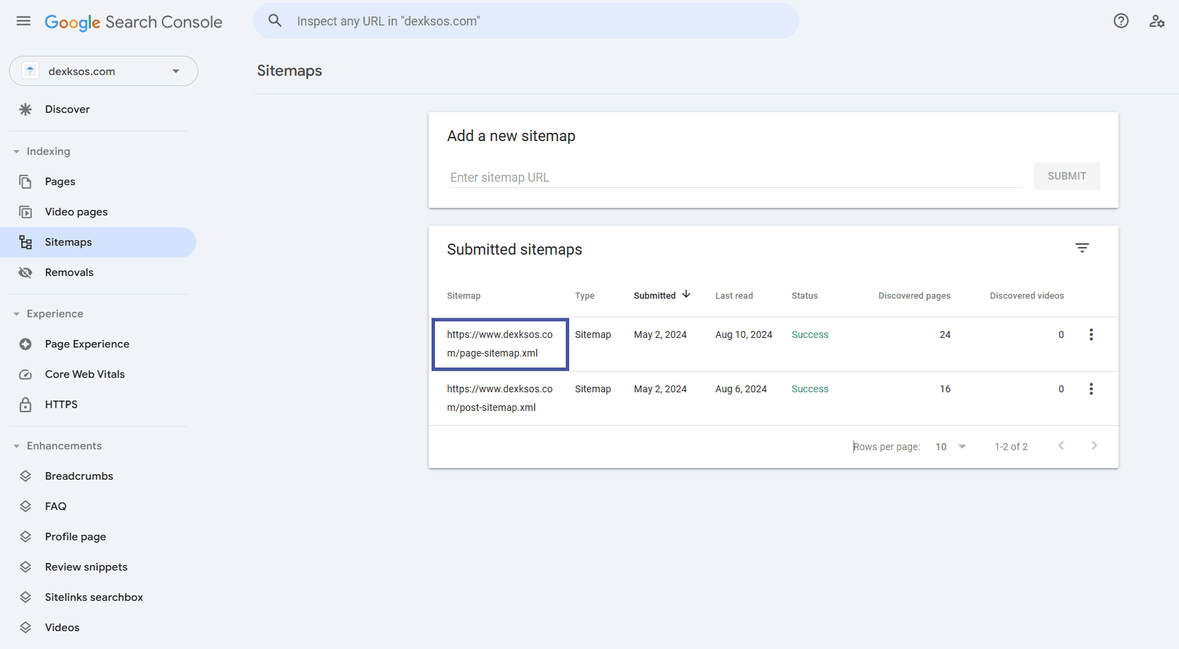 sitemap submission to google