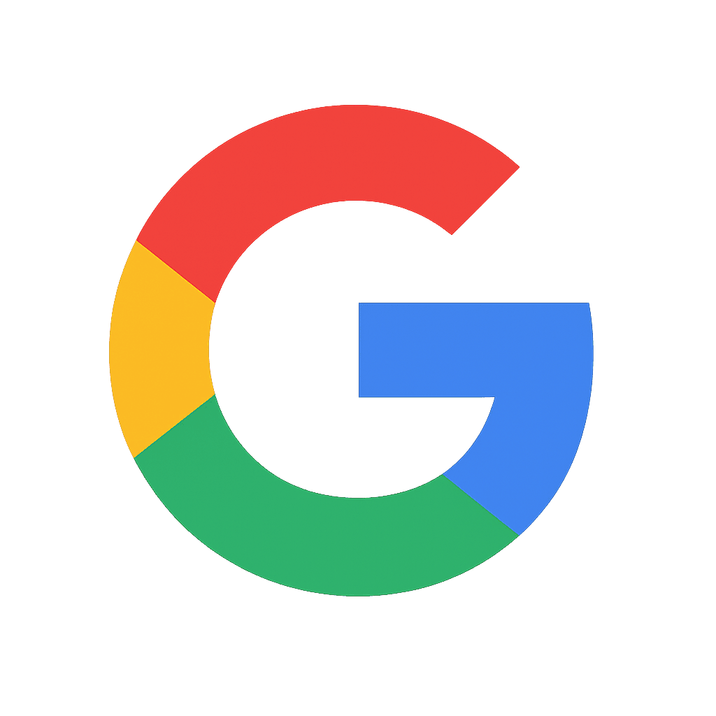 a colorful google logo on a blue background