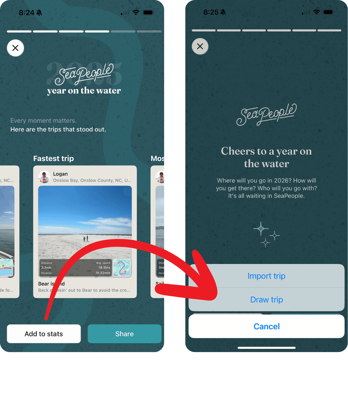 Draw and Import trips to tracking app full year summary