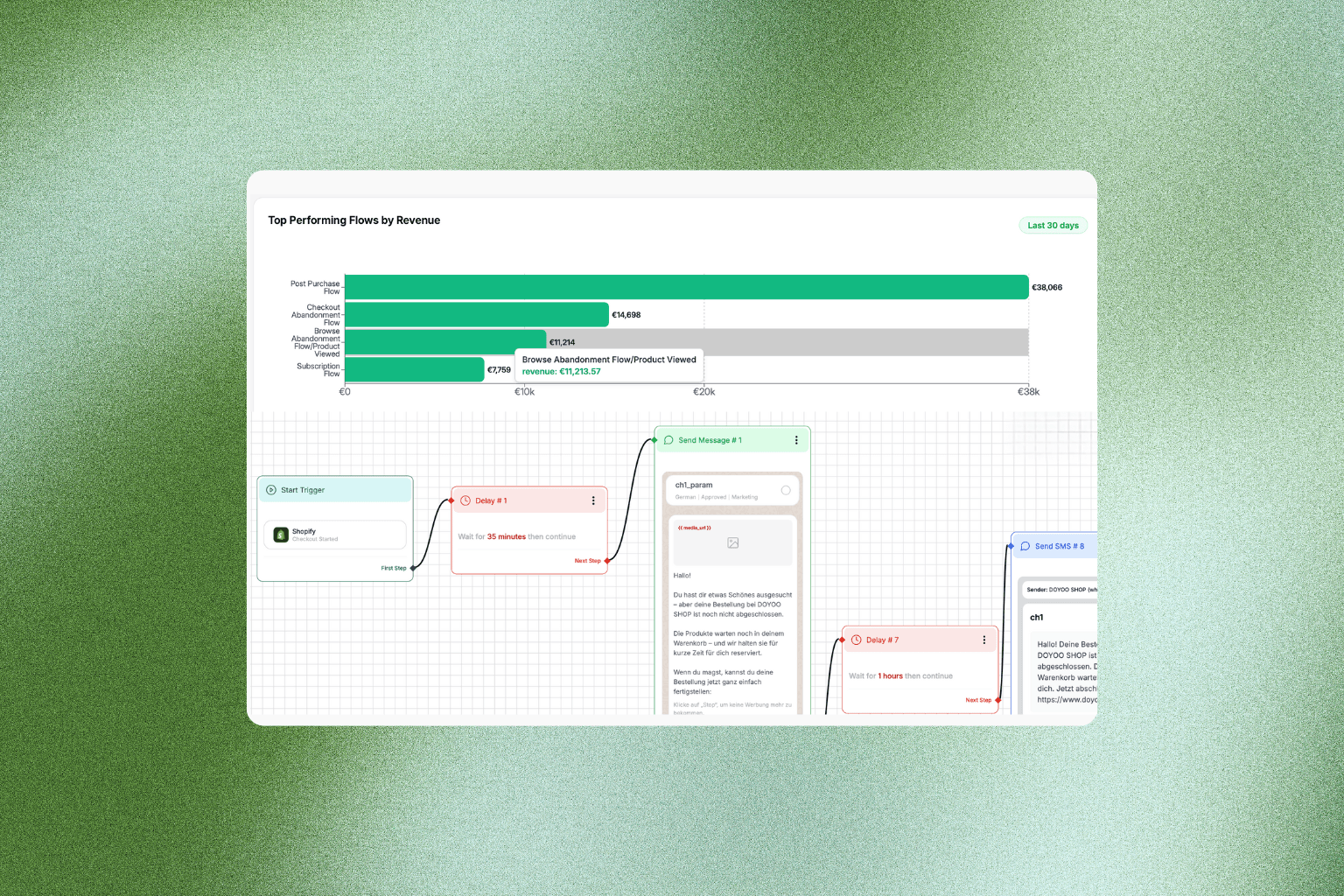 Smiling man and woman standing together in front of a framed abstract artwork.