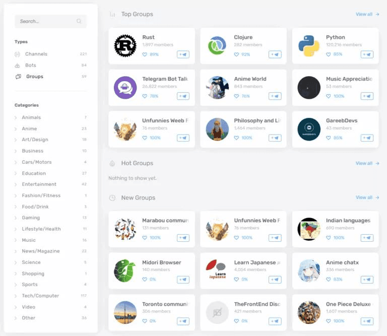browse telegram groups
