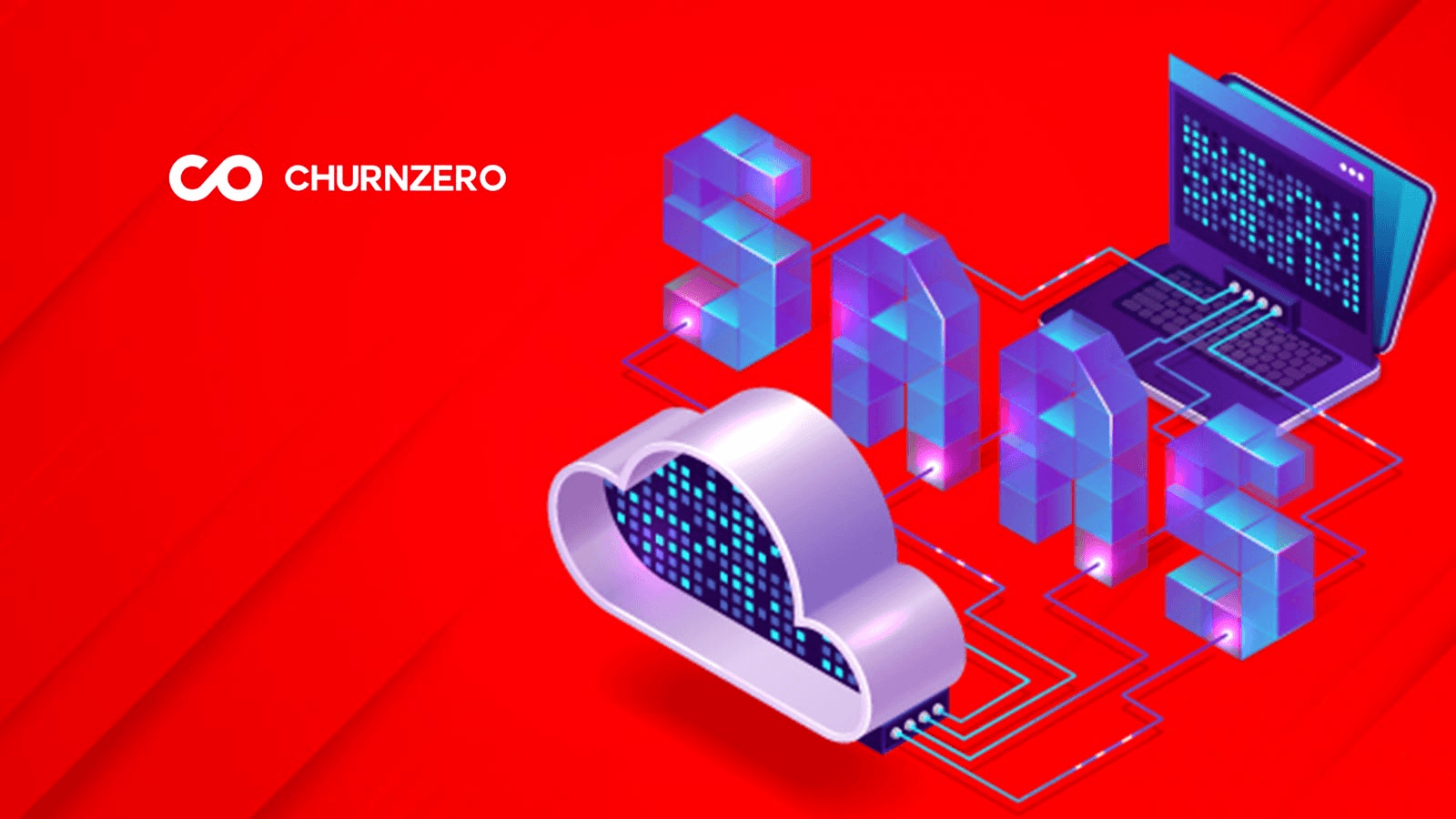 Isometric SaaS graphic on red background - Churnzero Competitors