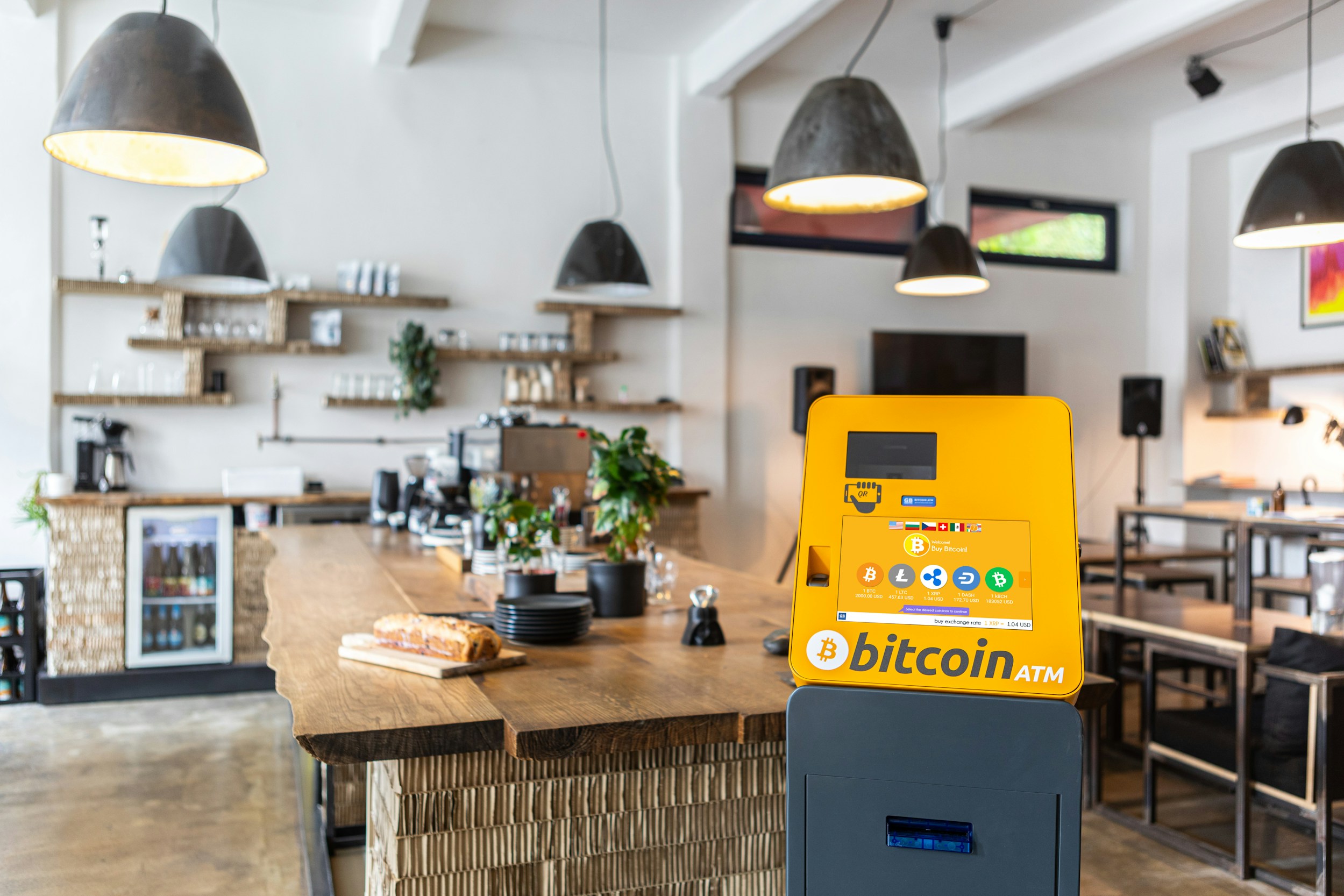 Bitcoin ATM inside a coffee shop