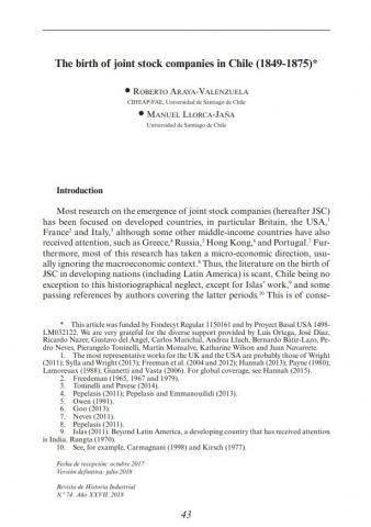 The birth of joint stock companies in Chile, 1849-1875