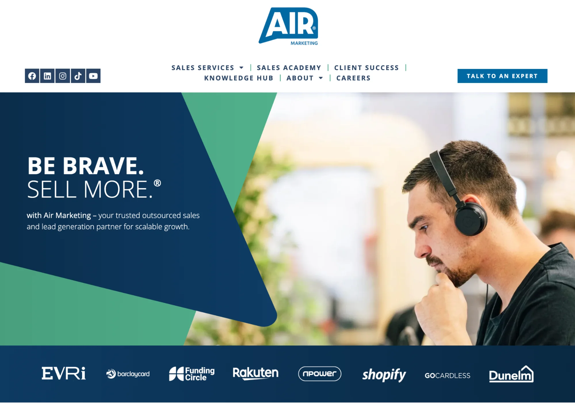 Air Marketing homepage: UK-based outsourced sales development and lead generation agency