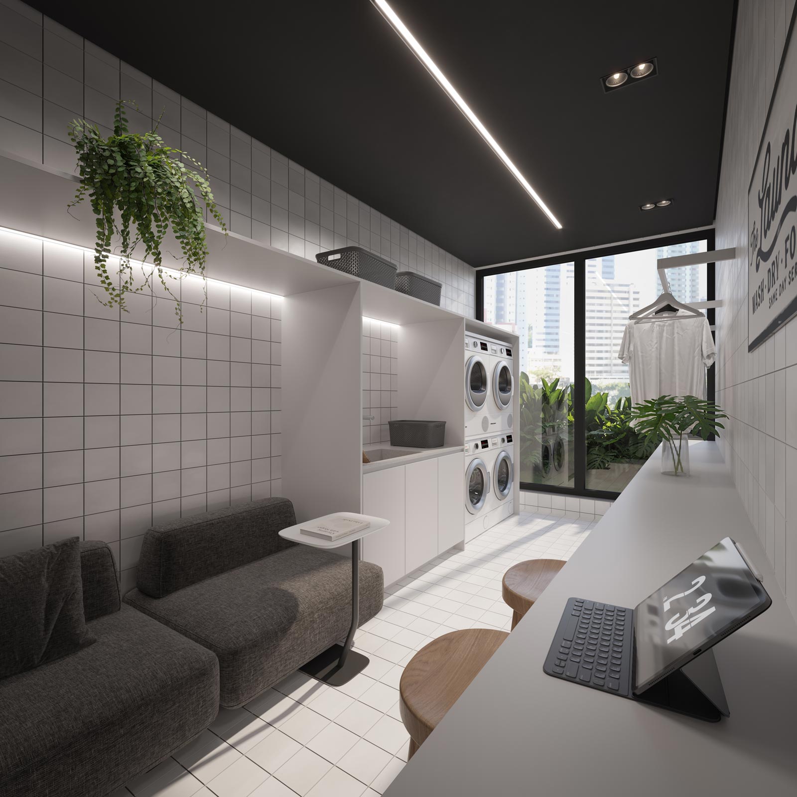 Curved modern skyscraper against a clear blue sky.