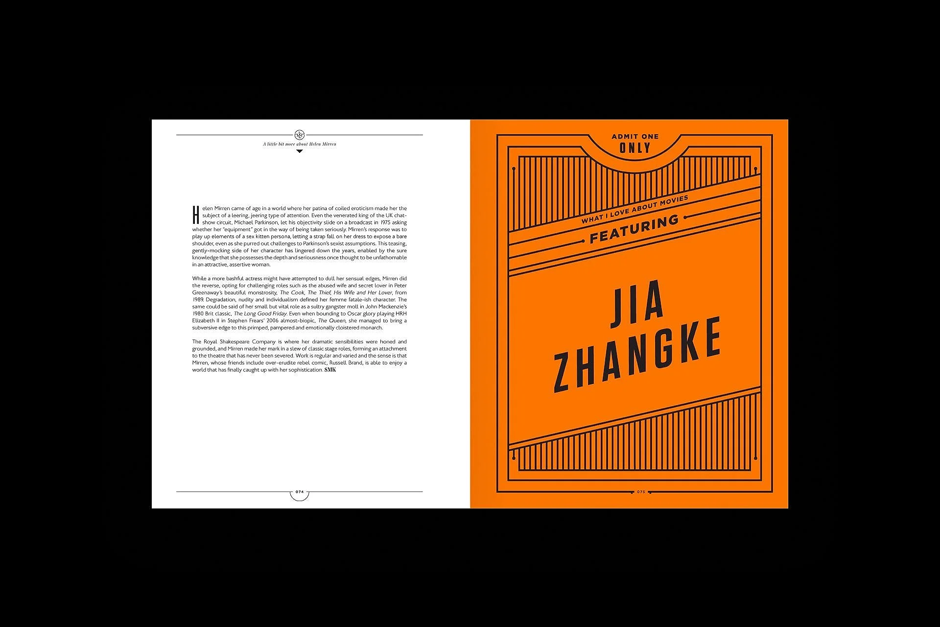 Jia Zhangke editorial spread for Little White Lies' What We Love About Movies book.