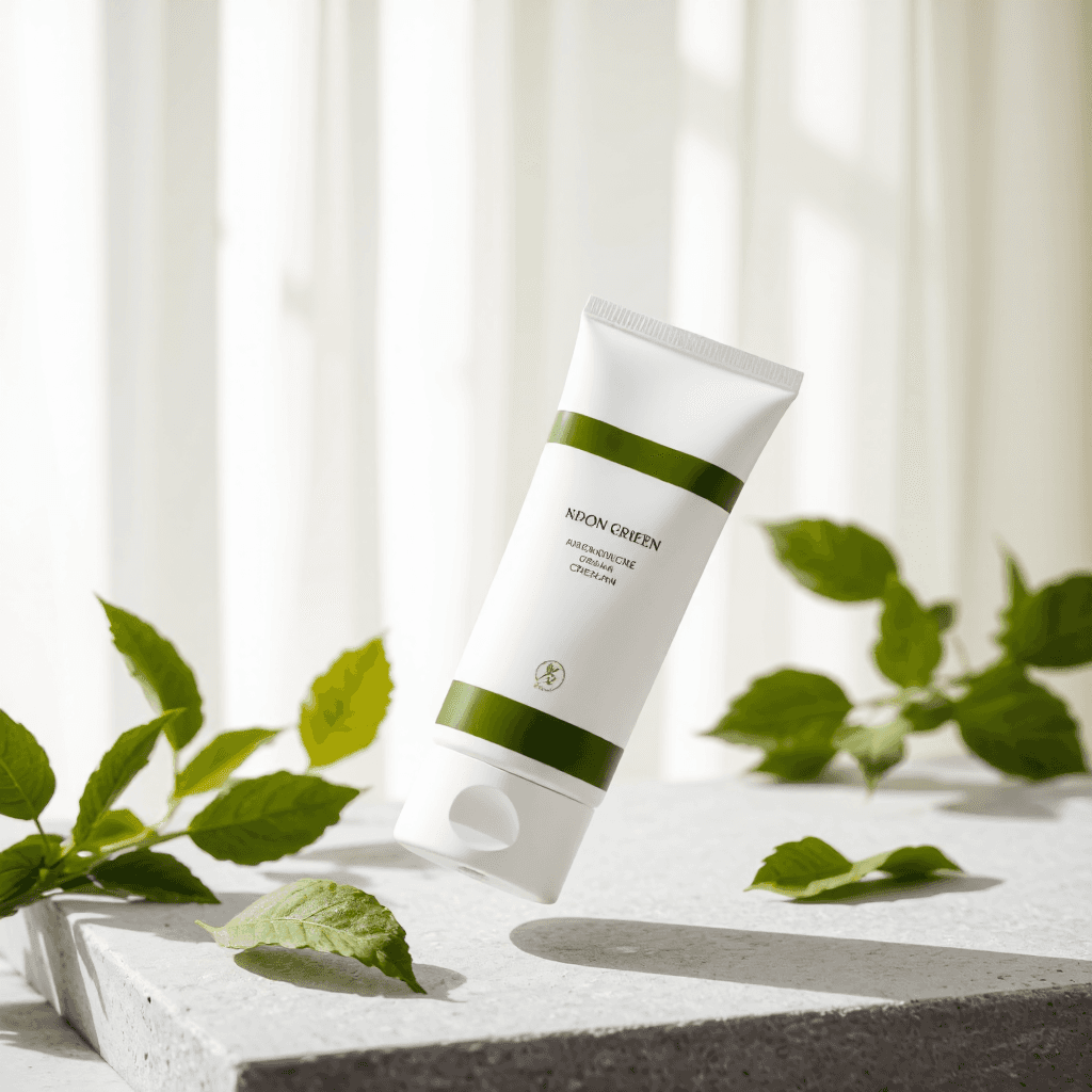 product photography of a tube of skincare cream designed for soothing and moisturizing