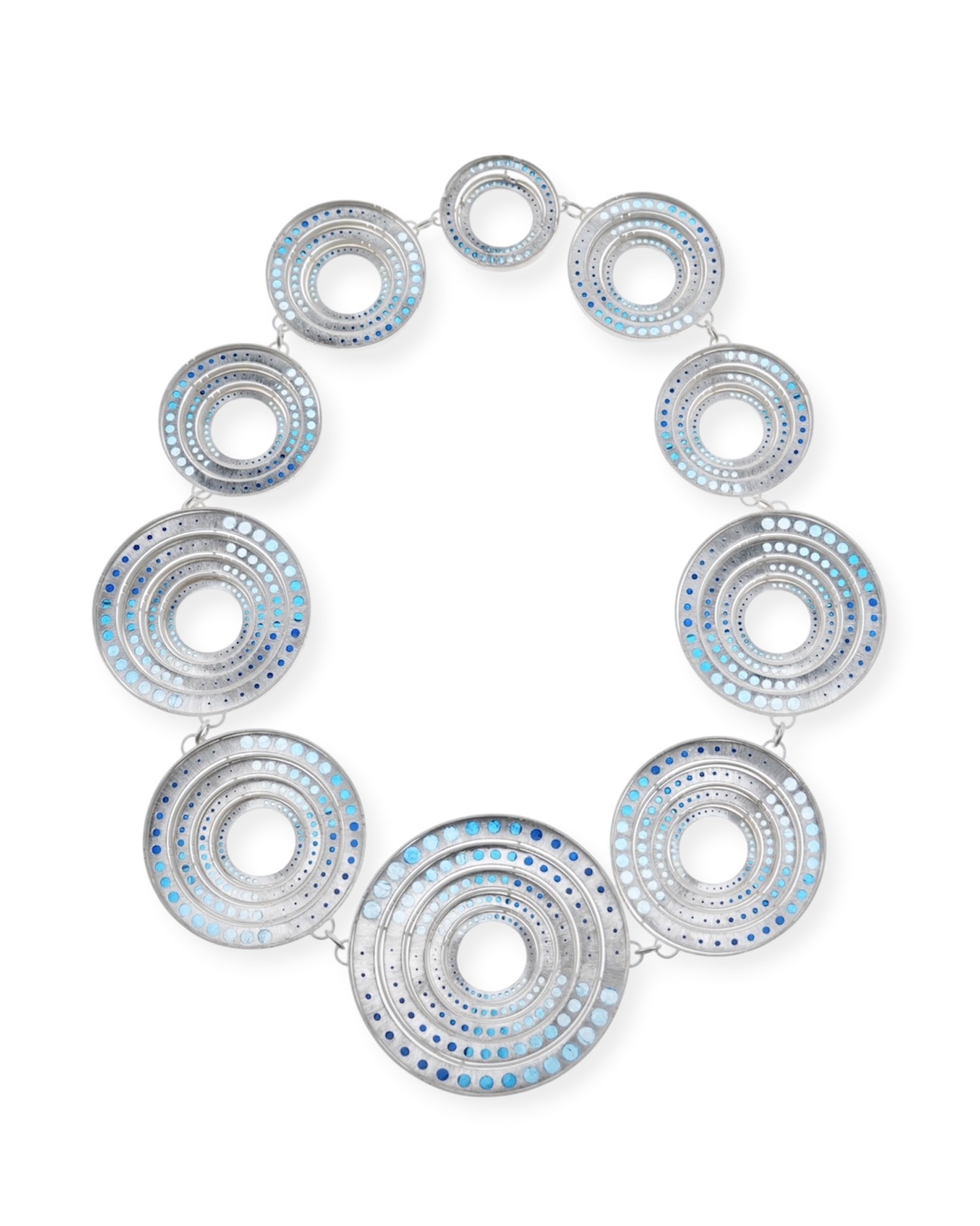 Ripple by Yuxin Song, plique-à-jour enamel on silver. Contemporary jewelry art, 26 x 30 x 3cm, 2025. Masterpiece of translucent enameling technique.