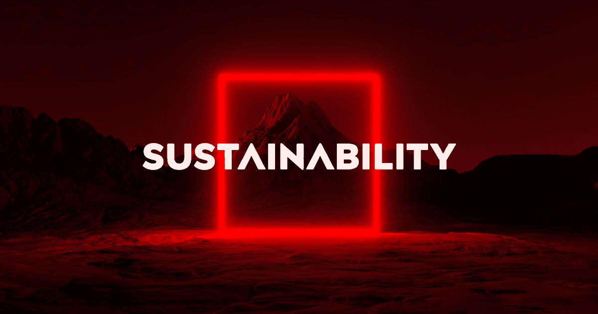 A nice countryside in LAGOM Network Colors with Sustainability as Text