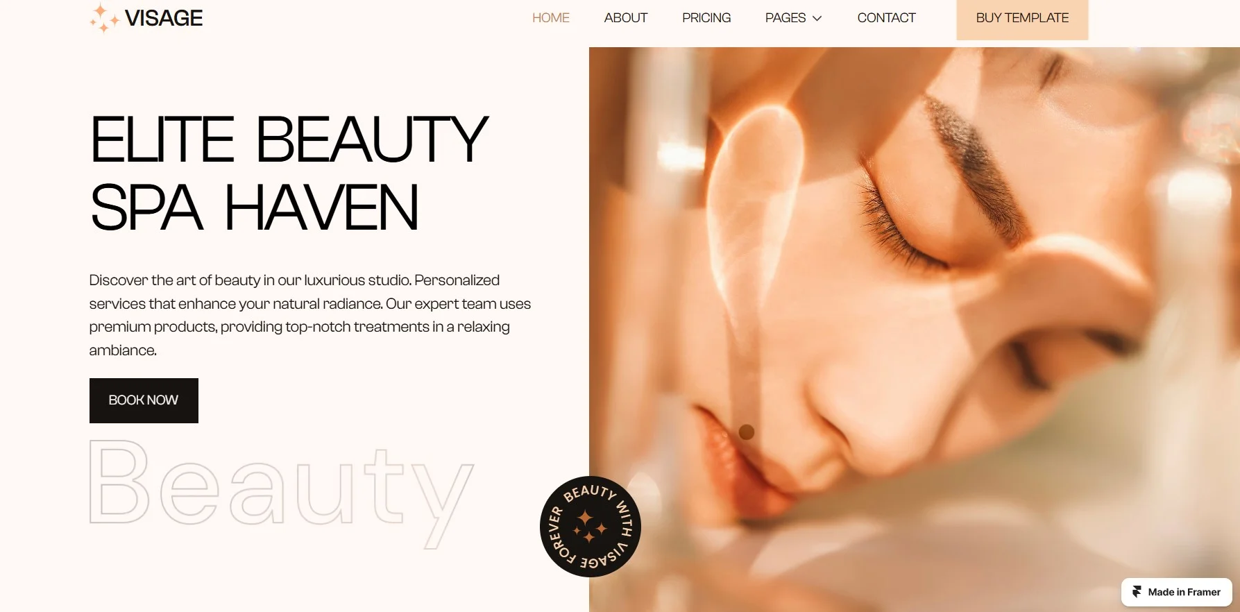 Best Framer Templates for Beauty - Visage 
