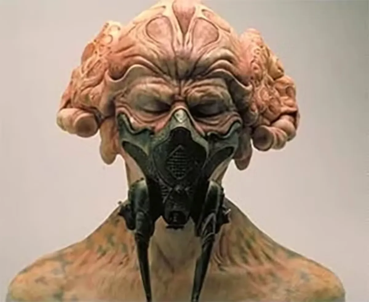 A behind the scenes look at an early Plo Koon mask without the trademark goggles