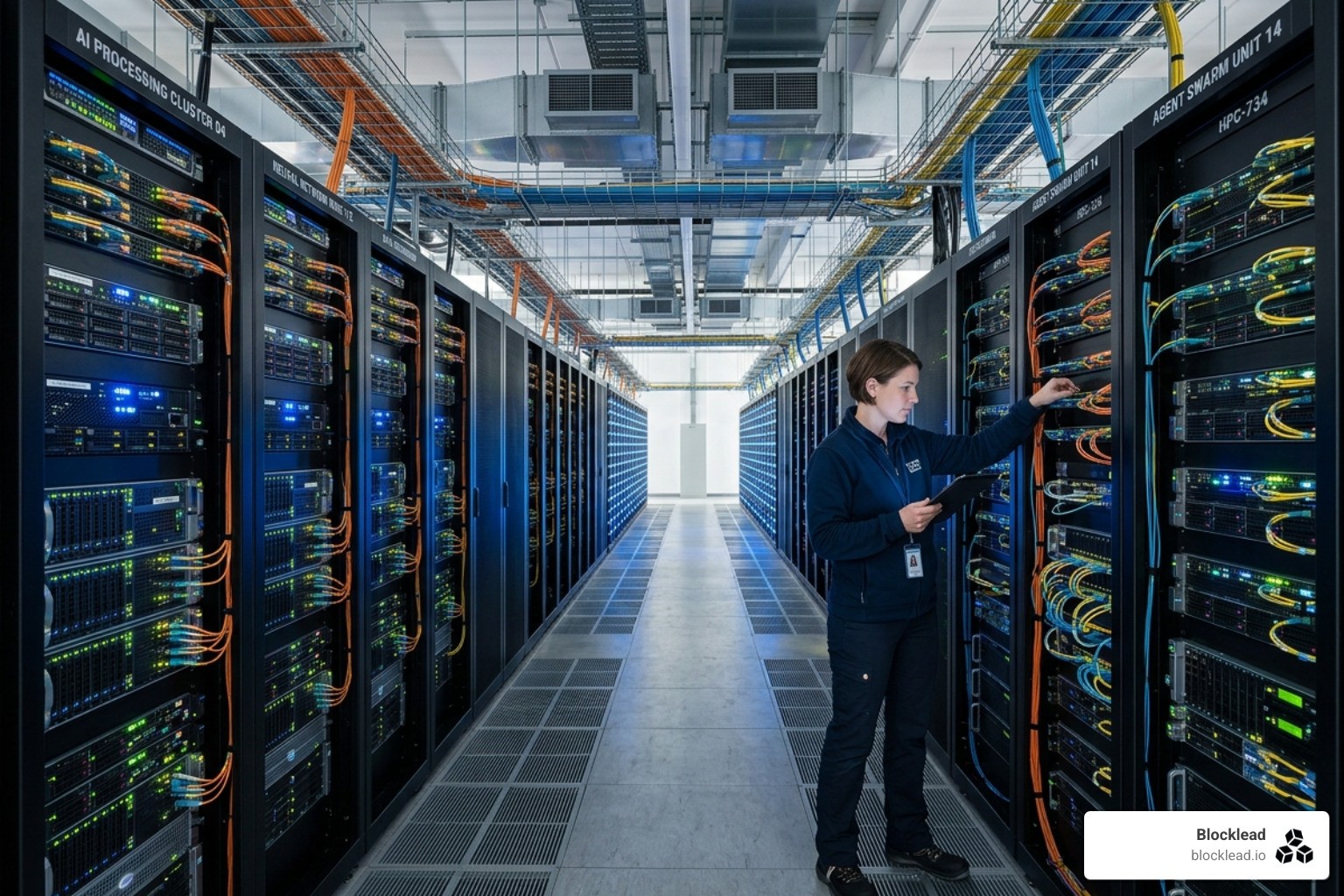 High-speed data center representing the physical infrastructure for autonomous agents - agentic ai startups