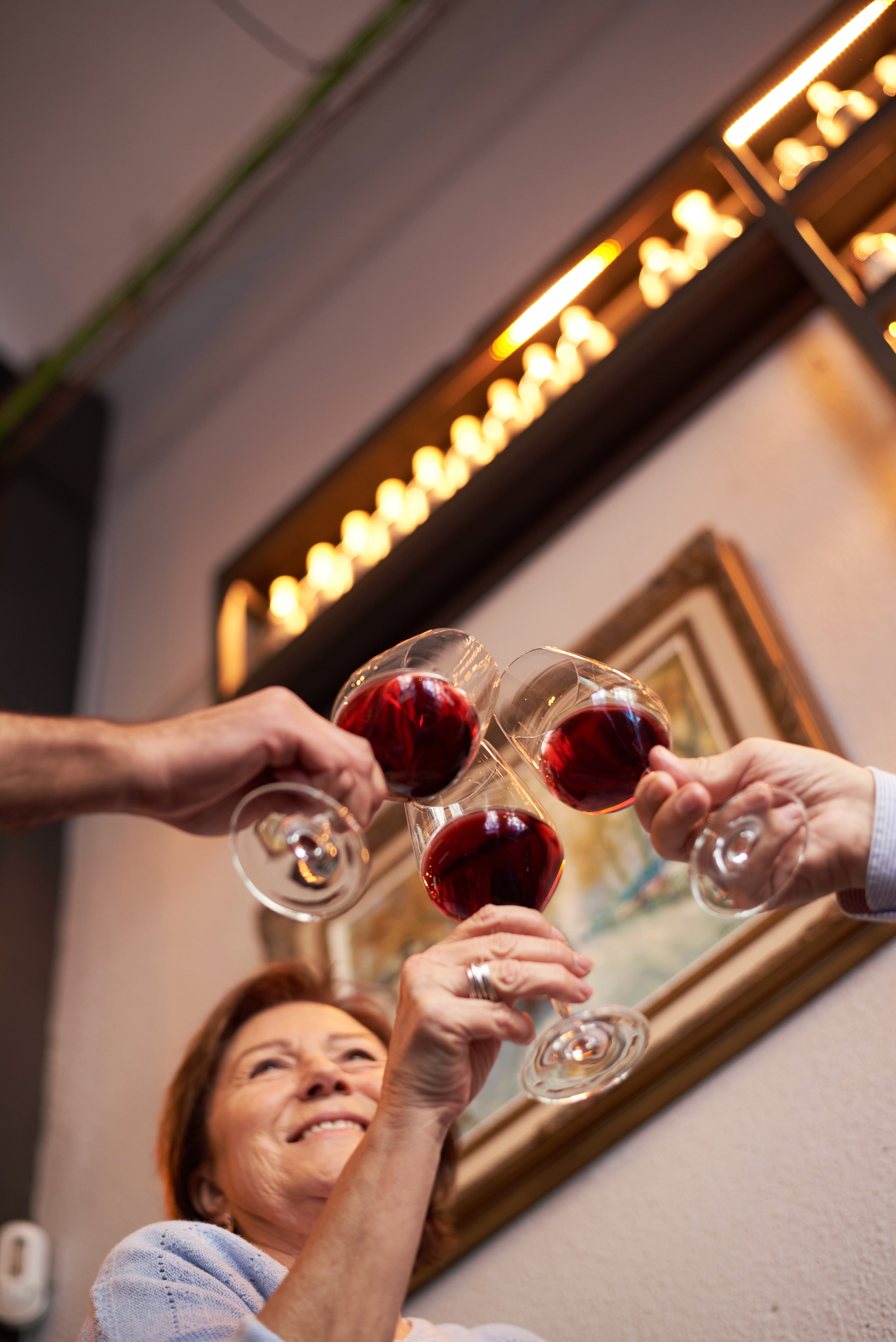 Guests raising glasses during a Barcelona food and wine tasting experience.