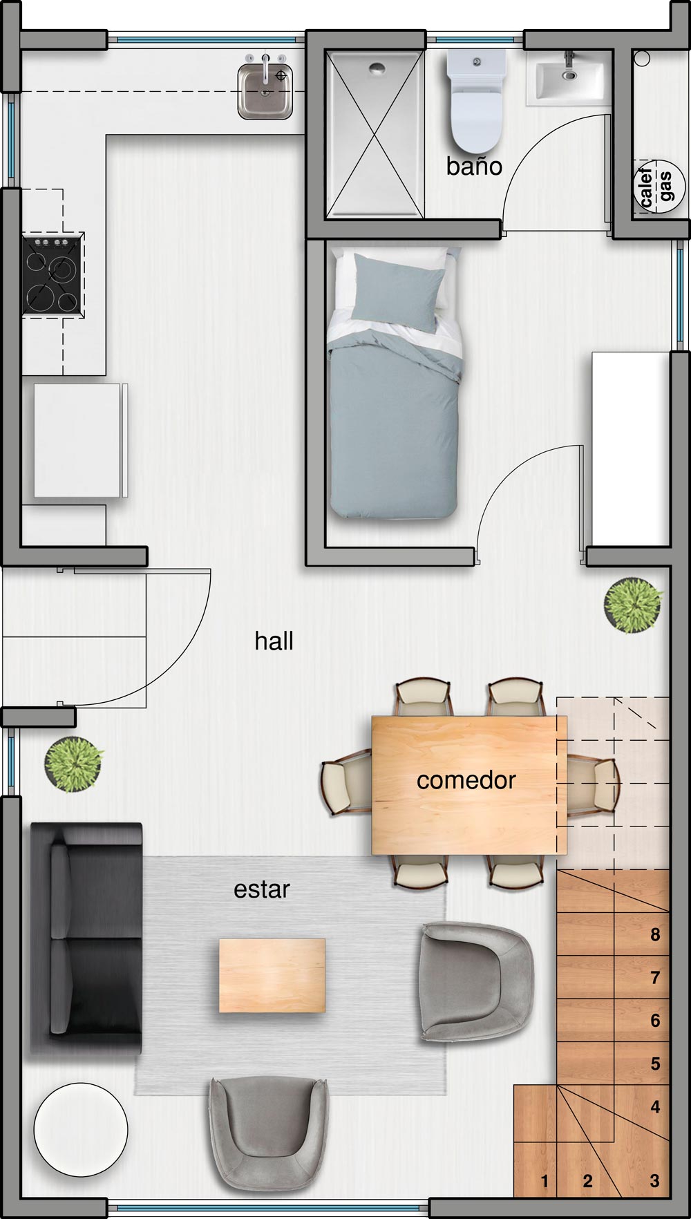 Primer nivel con dormitorio