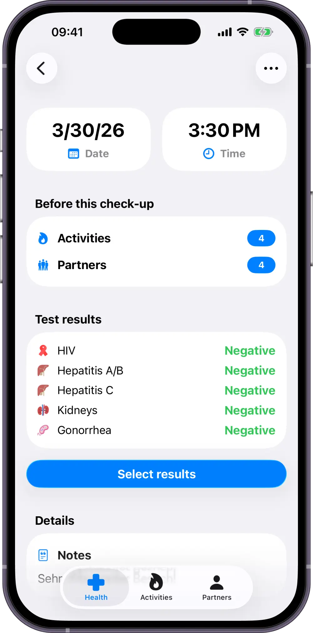 Screenshot: Intake Selection (iOS)