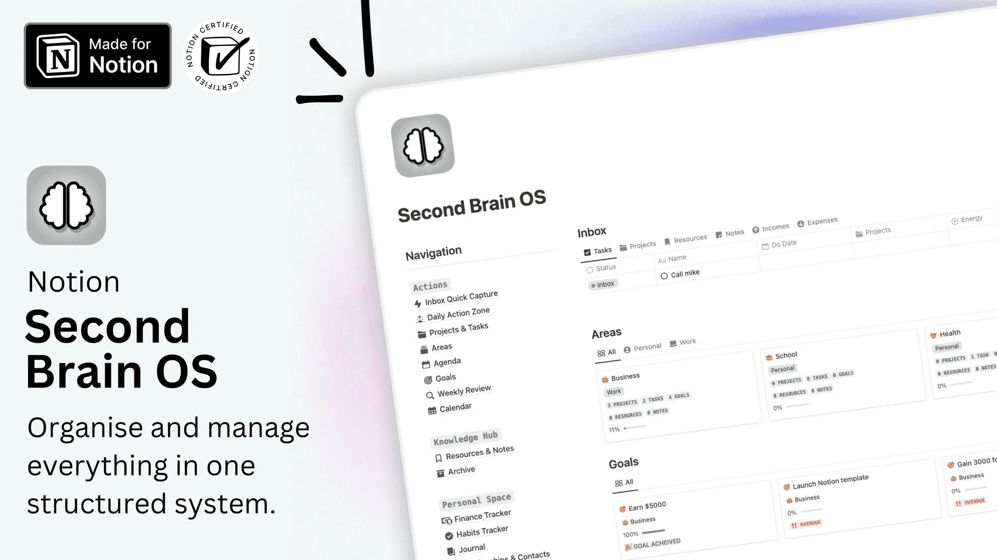 Second Brain Life OS Notion Template