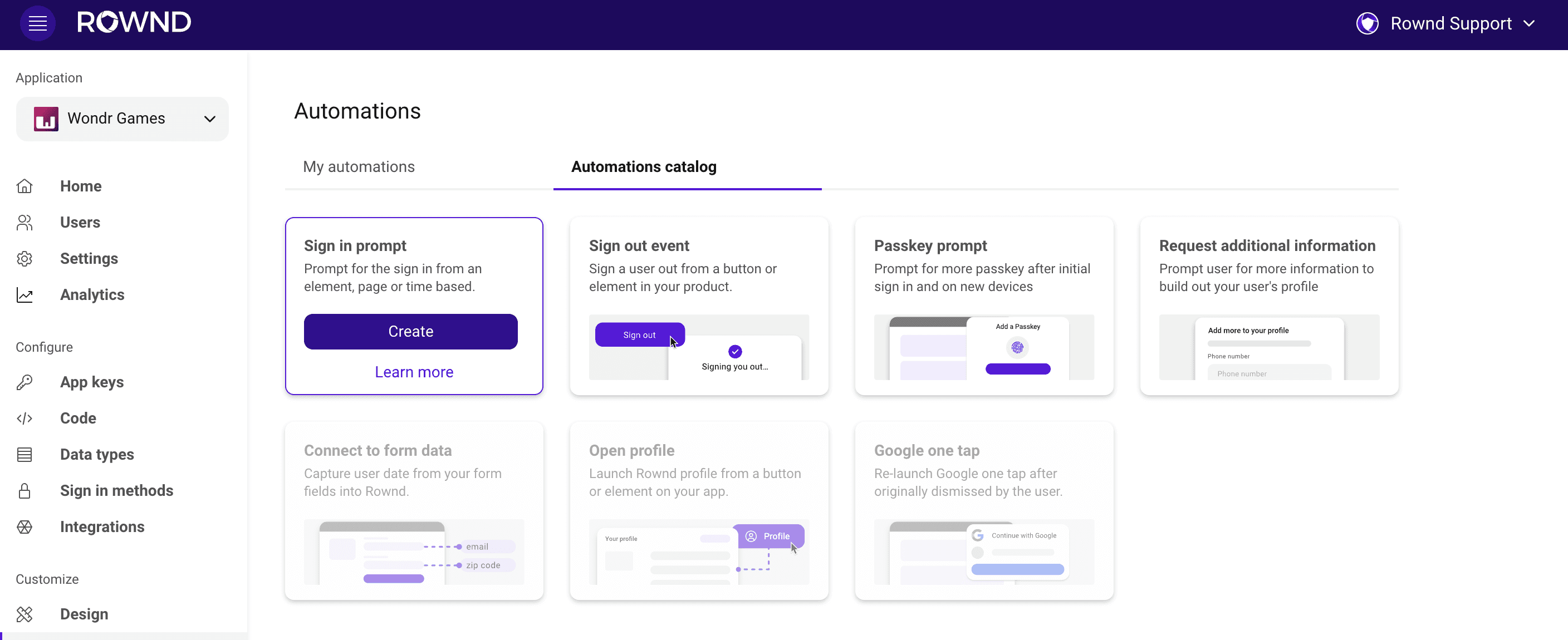 The automations catalog.