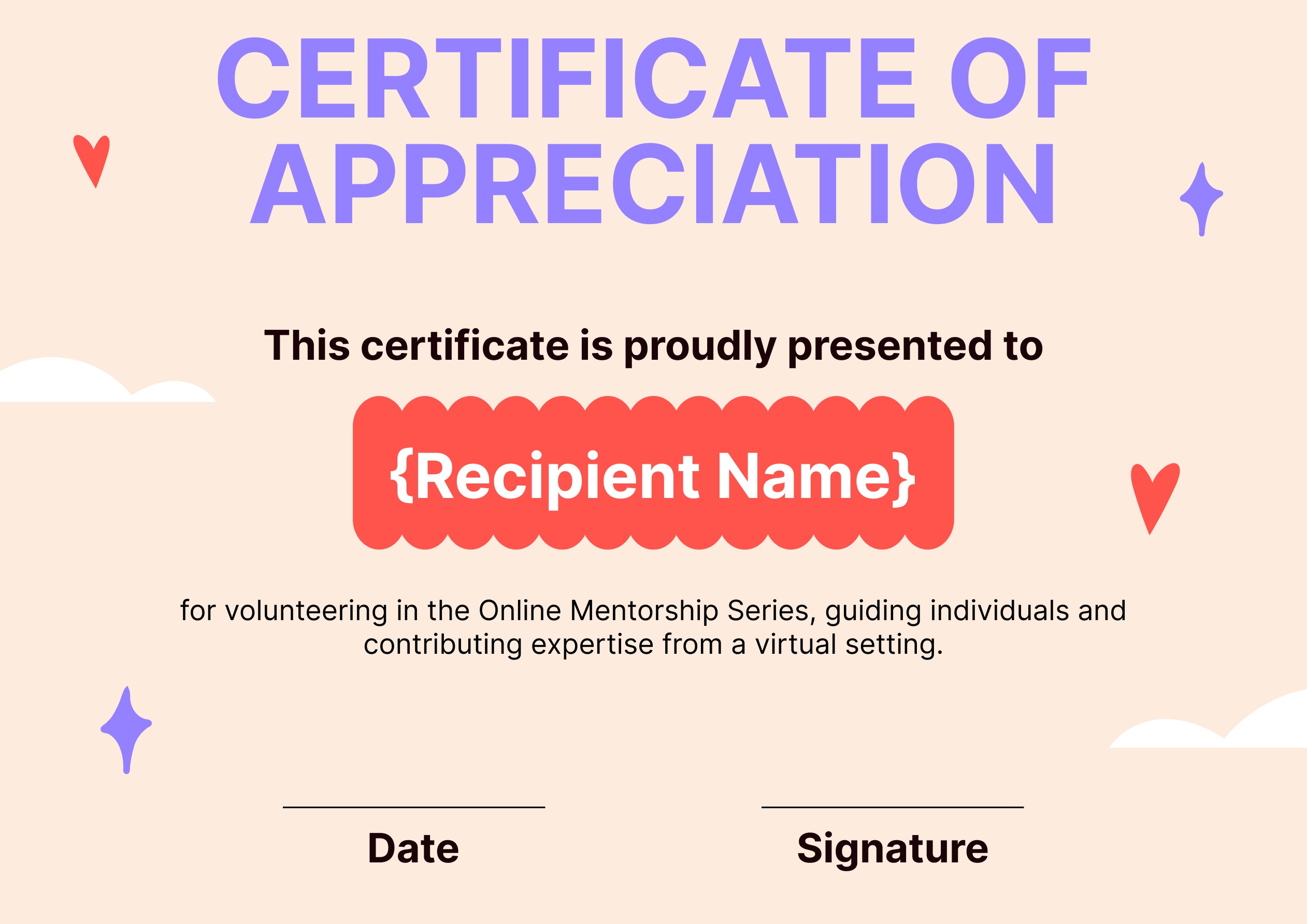 Wauld - Lively and animated volunteering appreciation certificate template