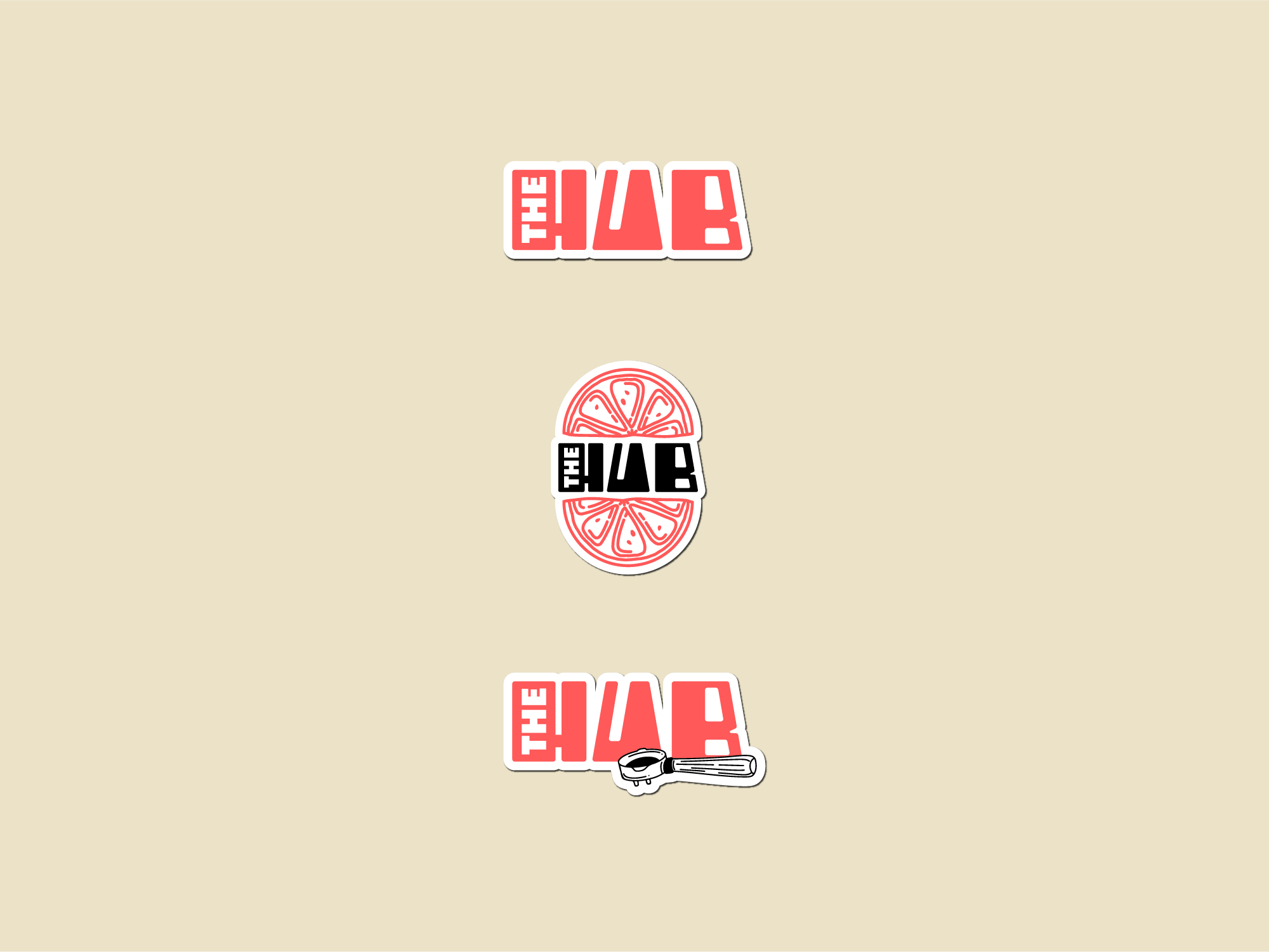 The Hub. Brand design project illustrated stickers.