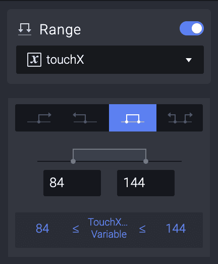 Select the "range between" icon (the third icon)