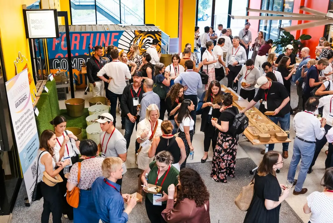 Attendees networking at the 2024 National Health and Innovation Precinct Summit reception, Lumina Health and Knowledge Precinct, Gold Coast