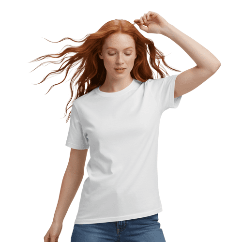 T-shirt mockup with a woman model front view