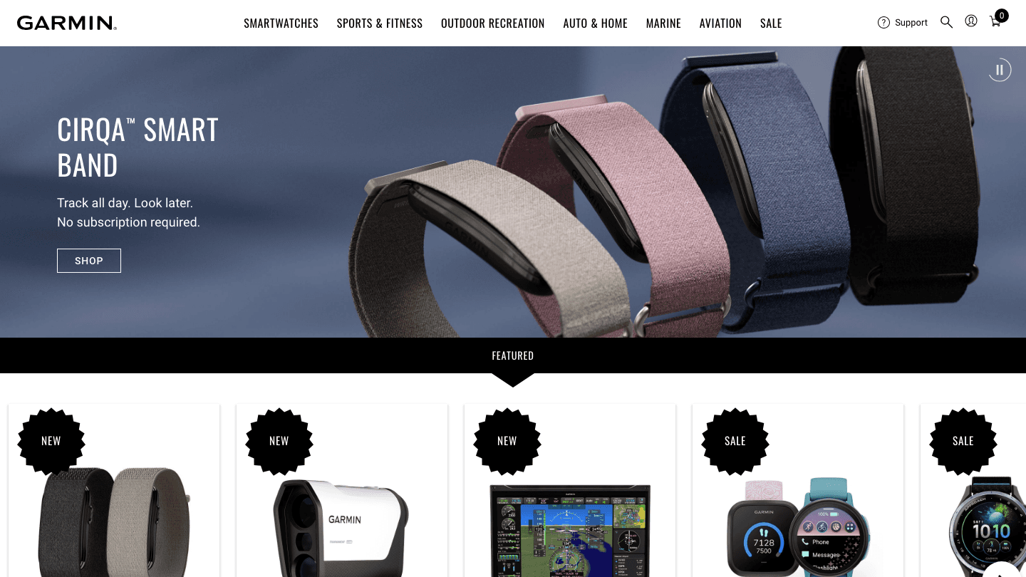Garmin Cirqa smart band on garmin.com