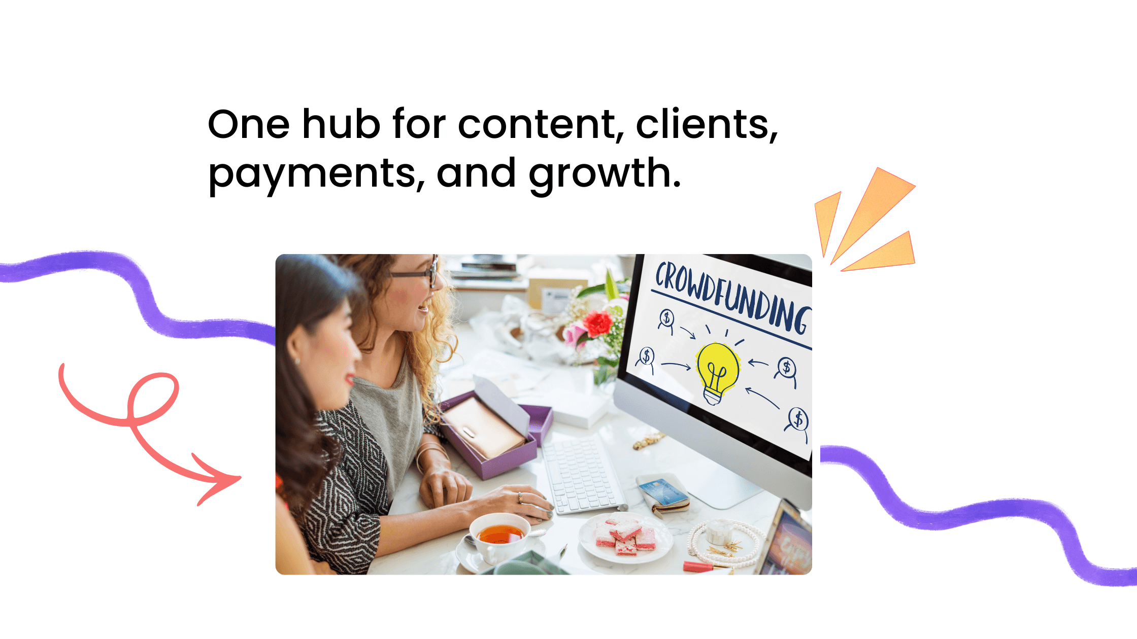 Coaches reviewing content and payments on laptop, illustrating a unified hub for managing clients, content, and business growth.