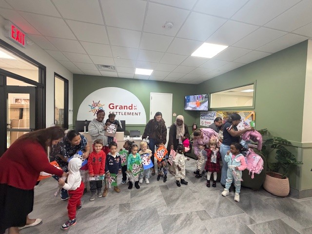 Families at Pelham Parkway Child and Family Center lobby.