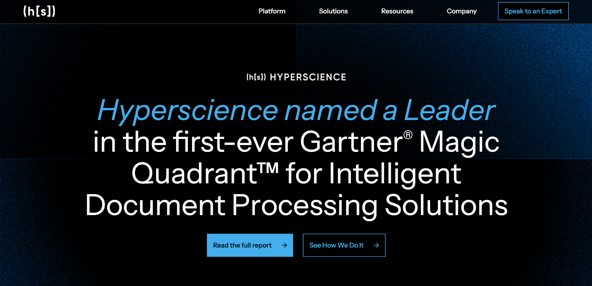 Hyperscience web homepage