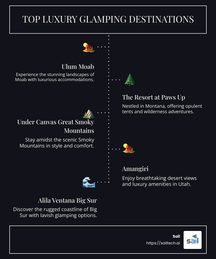 luxury glamping holidays location map showing top destinations worldwide - luxury glamping holidays infographic infographic-line-5-steps-dark