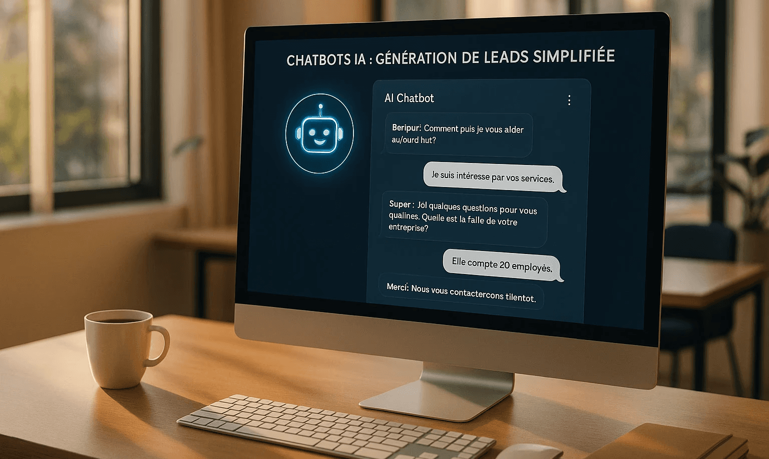 Desktop screen displaying AI lead generation - Lead Management Chatbot