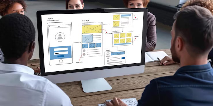 Designer working on a user-friendly website navigation layout