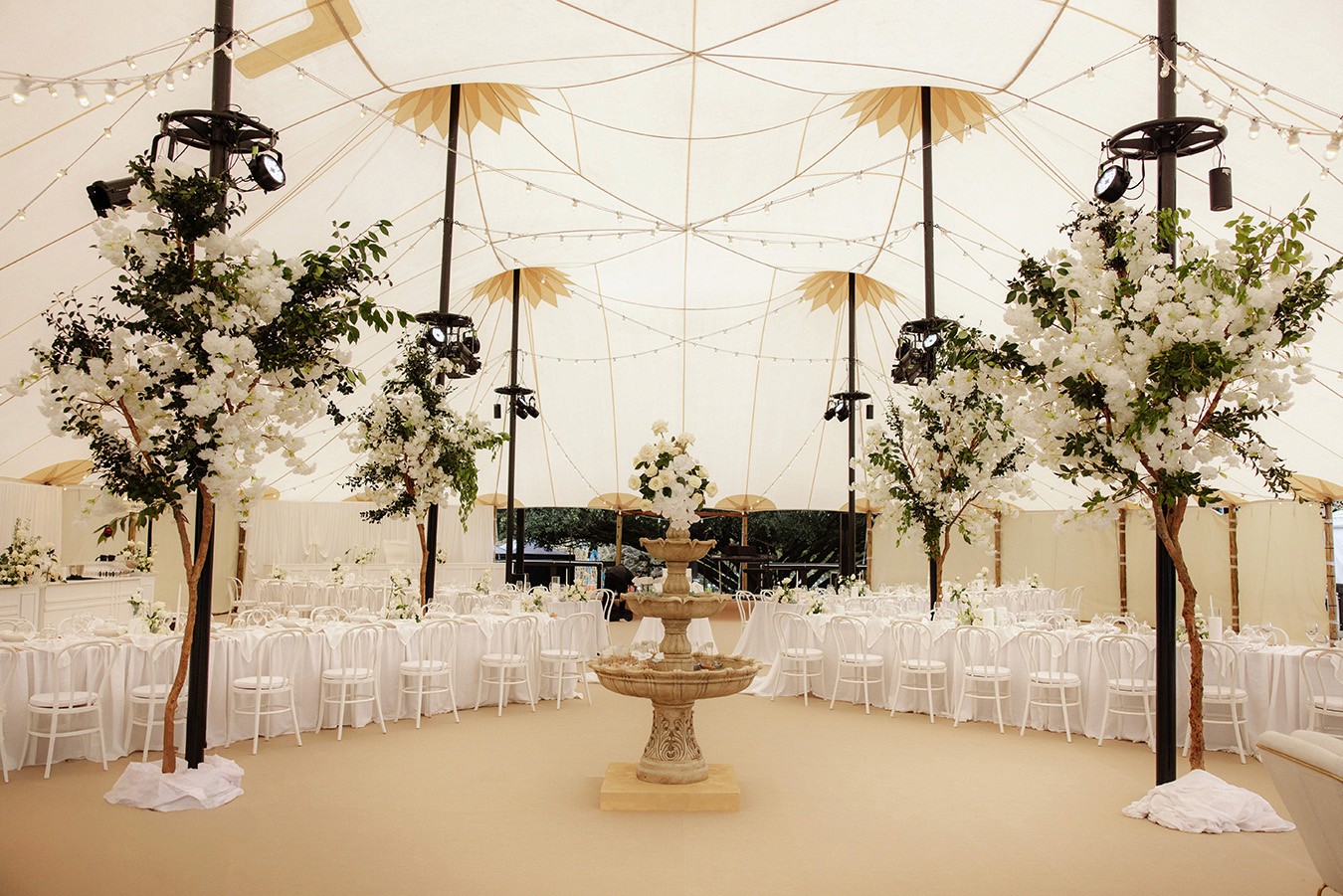 Wedding table setting in the Pleasuredome event space