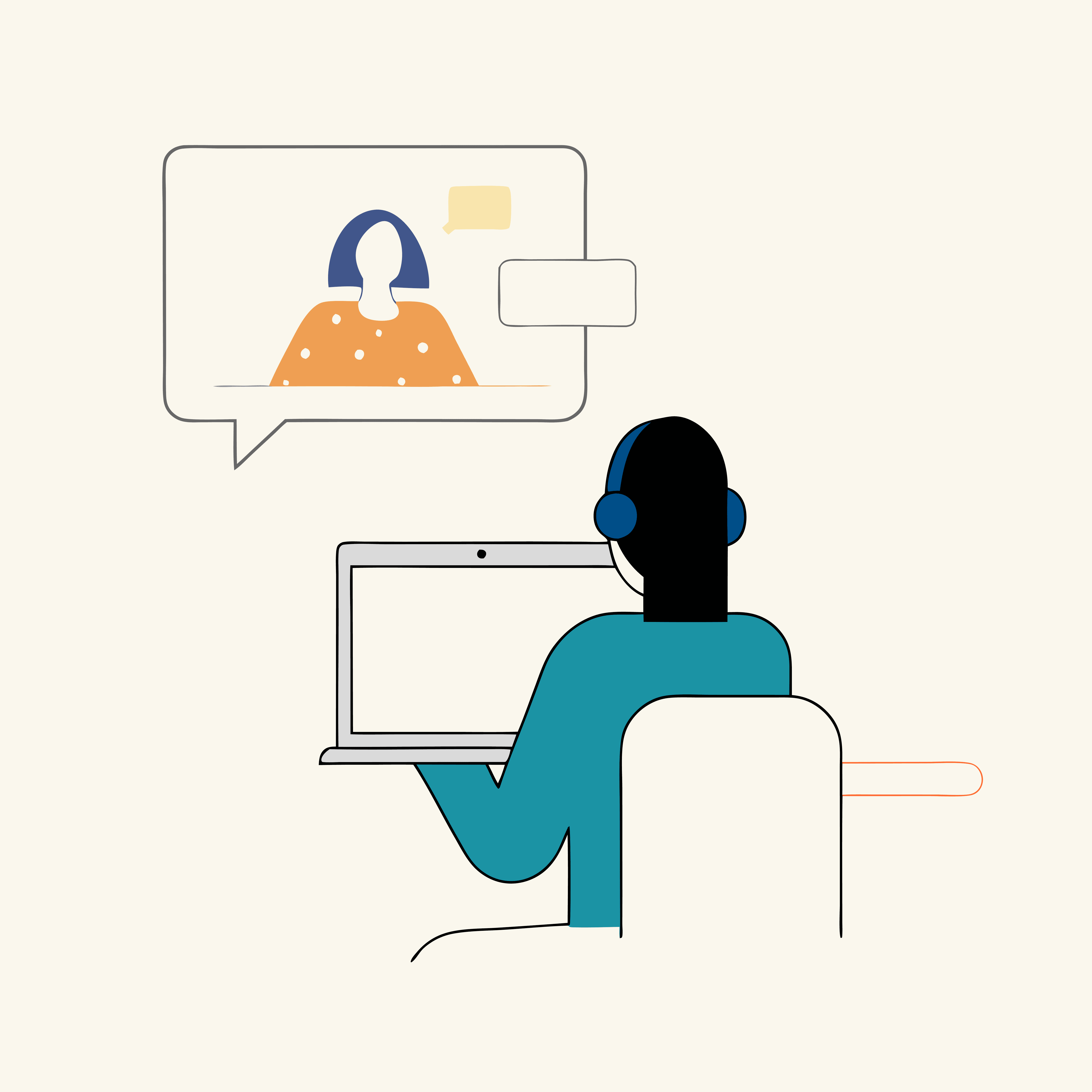 Woman with a laptop interviewing another woman via video call