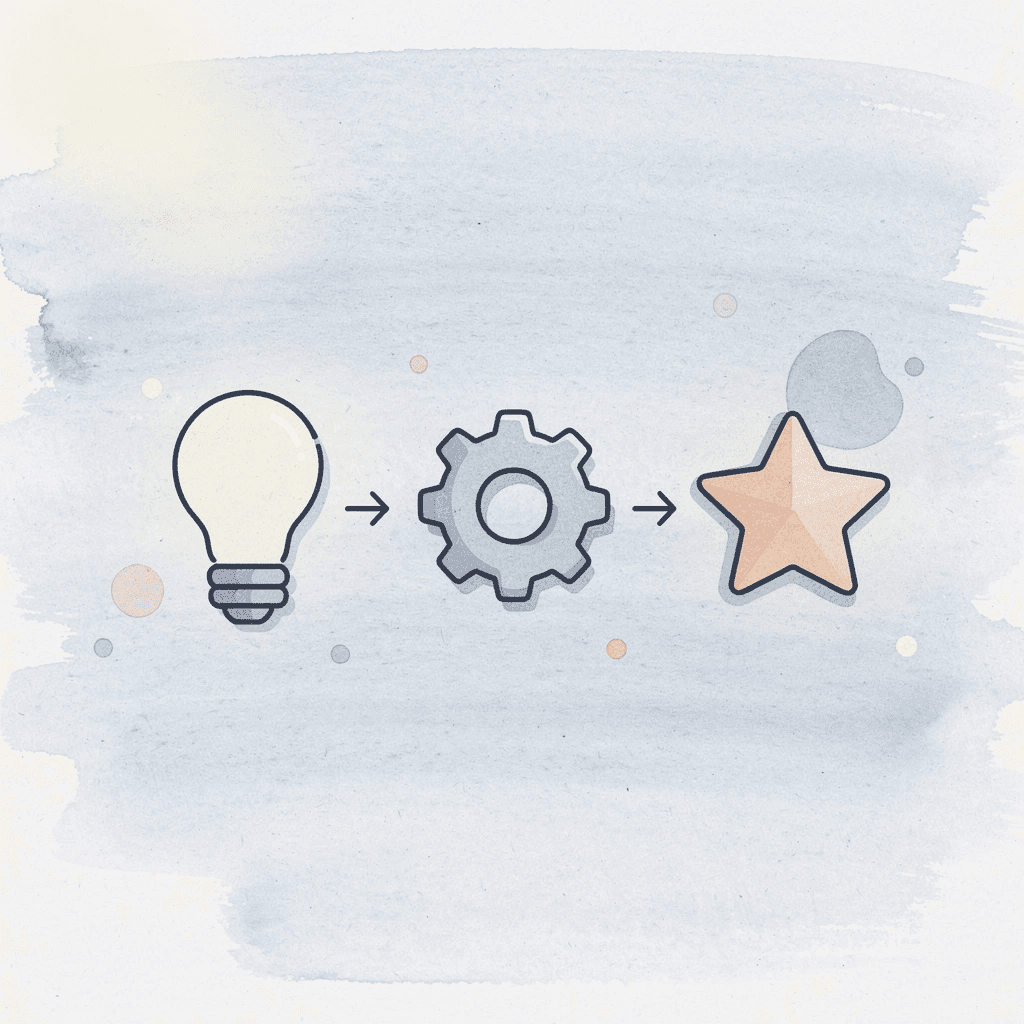 Three icons showing transformation from passive watching to active practice