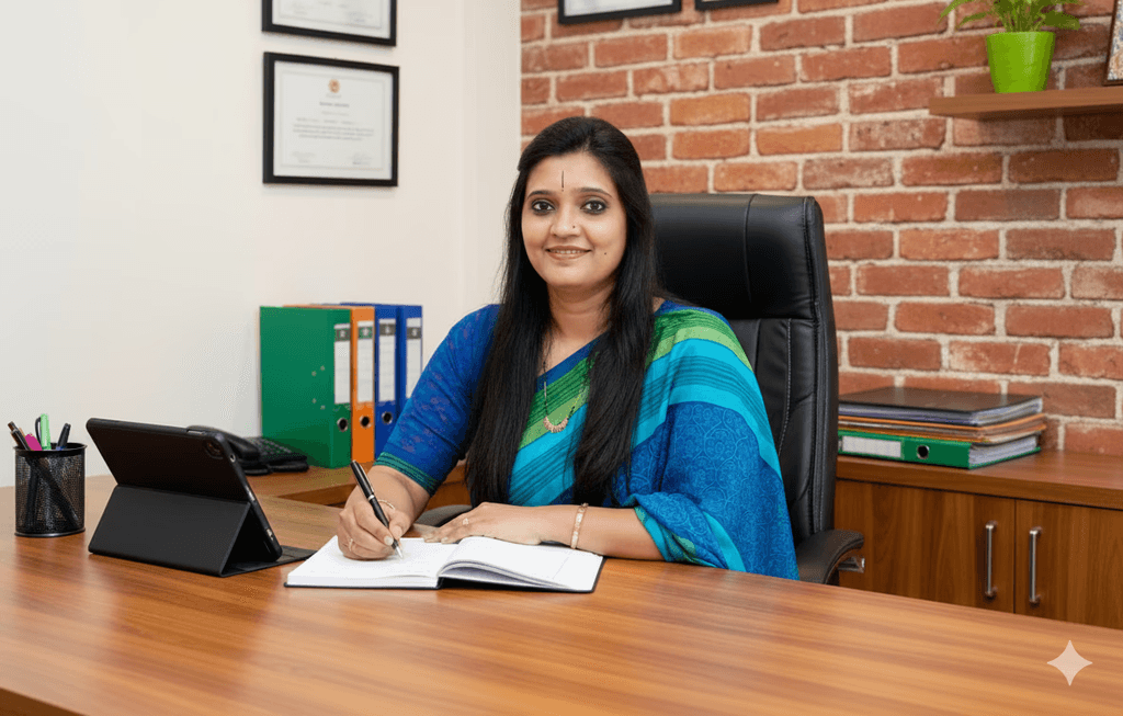 Diksha, a Tax advisor sitting in her office