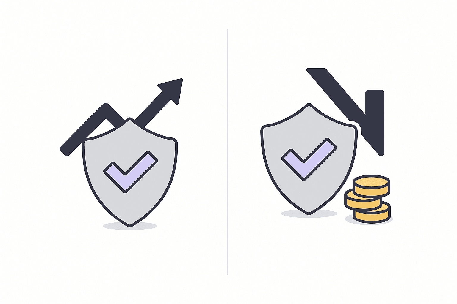 Side-by-side illustration comparing standard rate lock versus float-down option protections