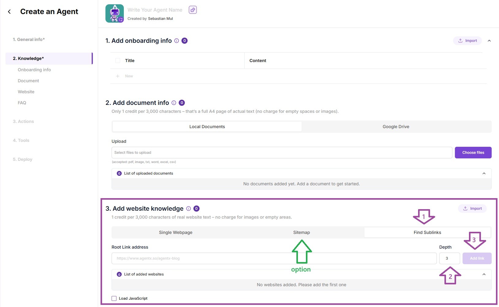 Importing webiste knowledge to AI Agent