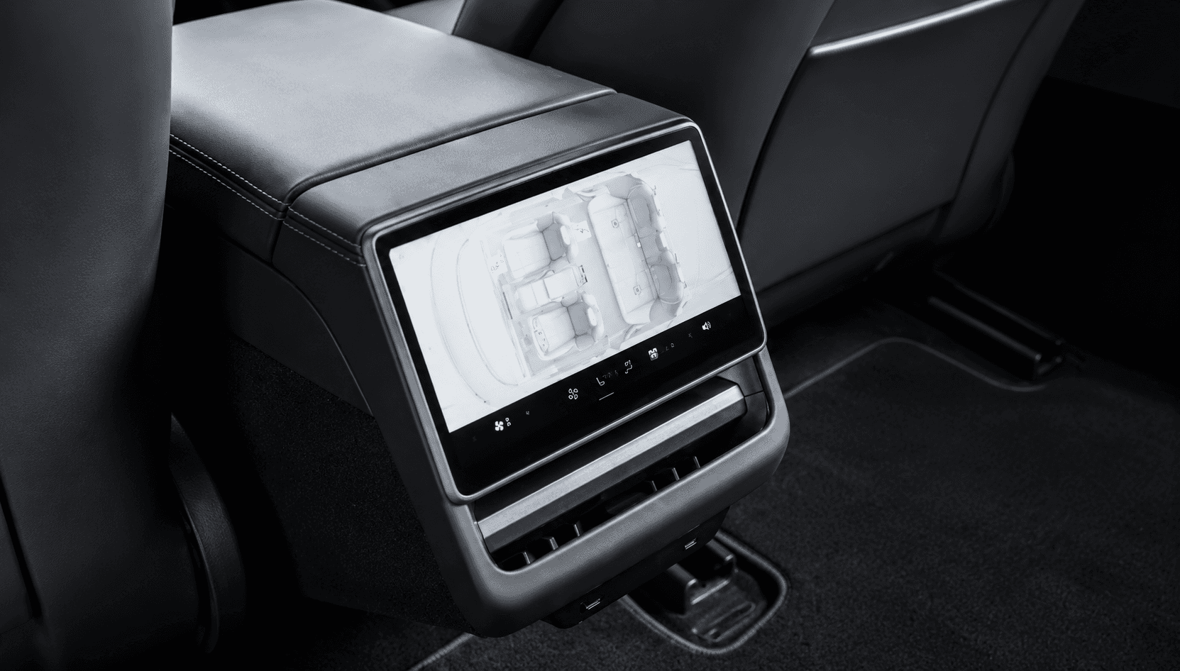 EV Works Tesla installed custom Rear Touchscreen Display